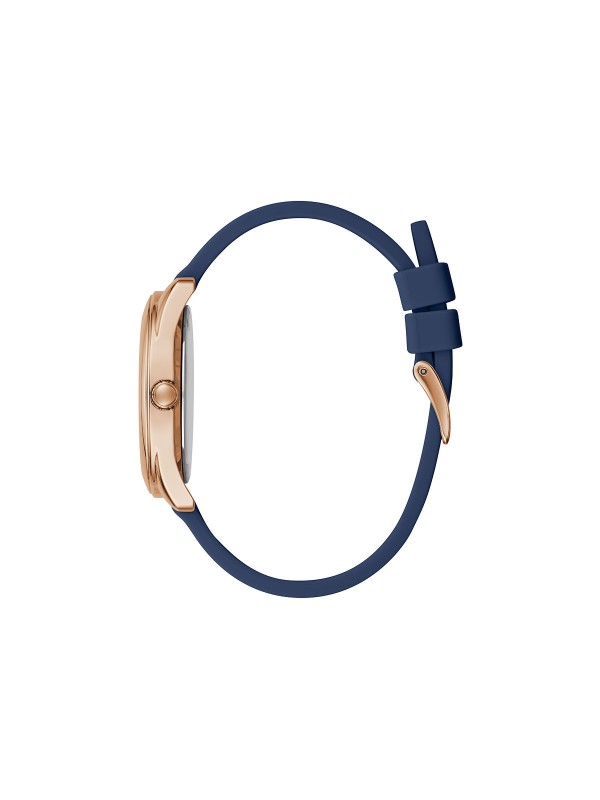 Product story: LADIES BLUE
Prečnik kućišta: 40mm
Kućište: NERĐAJUĆI ČELIK U BOJI RUŽIČASTOG  ZLATA
Brojčanik: BELI SA ROSEGOLD APLIKACIJAMA
Staklo: MINERALNO
Vodootpornost: 10m
Mehanizam: KVARCNI ANALOGNI
Narukvica: PLAVA SILIKONSKA NARUKVICA