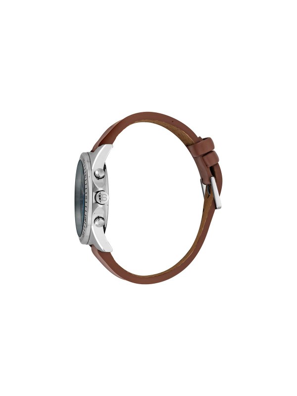 ESPRIT WATCHES prelep braon kožni muški sat sa teget brojčanikom sa mineralnim staklom. Vodootporan do 50m.