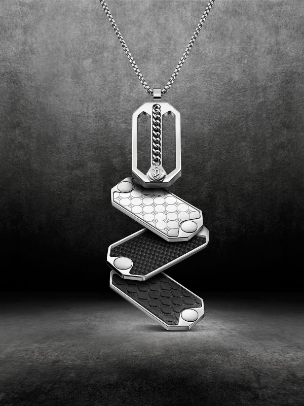 Mix and match! POLICE Besar ogrlica od nerđajućeg čelika u boji srebra sa 3 različita priveska koja se insertuju u okvir priveska.│Jewelry & Watches Timer.co.rs
