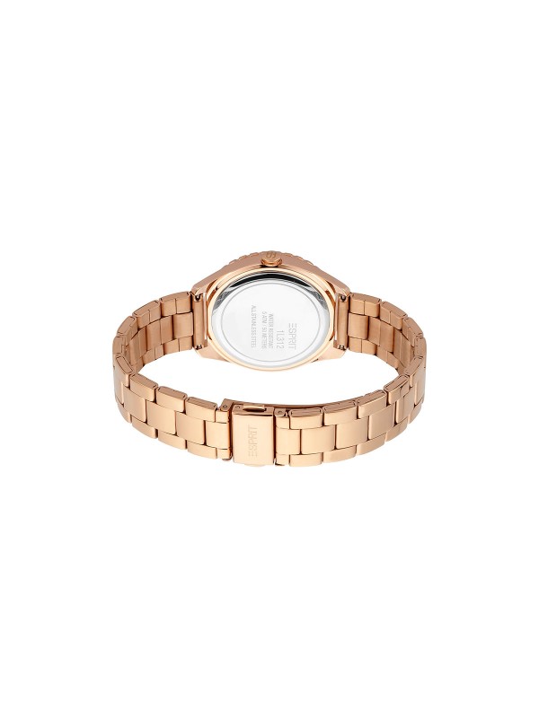 Šarmantan ESPRIT ženski sat od nerđajućeg čelika u rosegold boji s top ringom i brojčanikom srebrne boje. Savršen i moderan dodatak za elegantne žene.