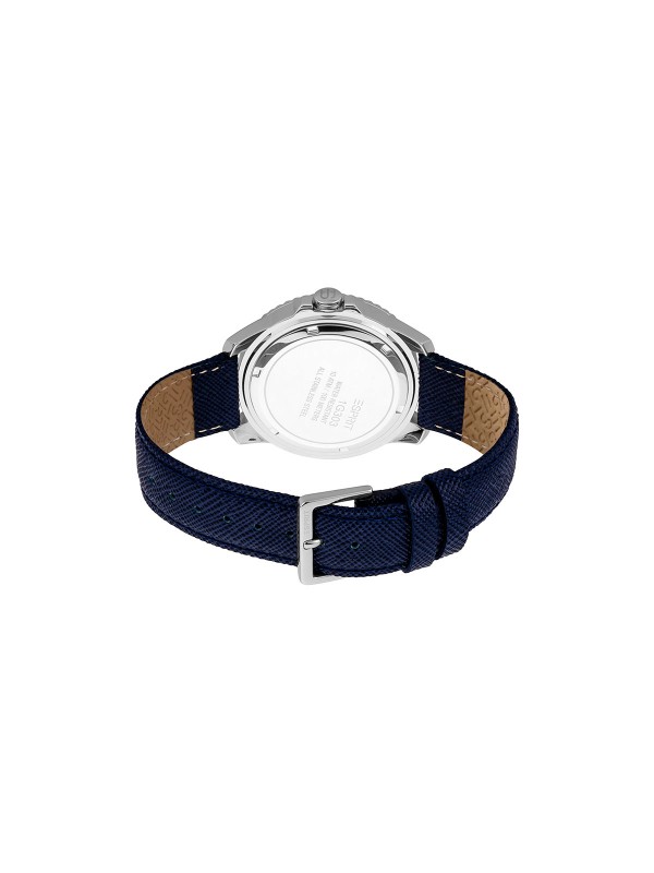 Visoki stil i kvalitet karakterišu novi ESPRIT Watches muški sat od nerđajućeg čelika u srebrnoj boji s teget platnenim kaišem. Poručite online!