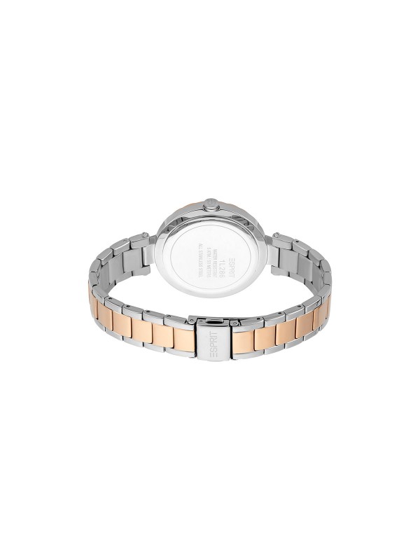 Neodoljiv ESPRIT ženski sat od nerđajućeg čelika u kombinaciji srebrne i rosegold boje s teget brojčanikom.