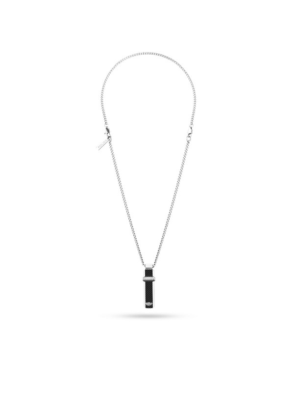 Police Hinged ogrlicu za muškarce u boji srebra - modni detalj sa priveskom od crnih karbonskih vlakana, lako poručite putem Timer.co.rs online shop-a.