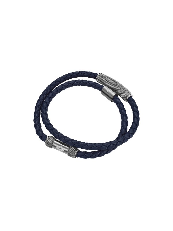 Police Urban Texture mušku narukvicu - modni detalj od teget duple kože sa detaljem u gunmetal boji i dužine 20cm, poručite u Timer.co.rs online shop-u.