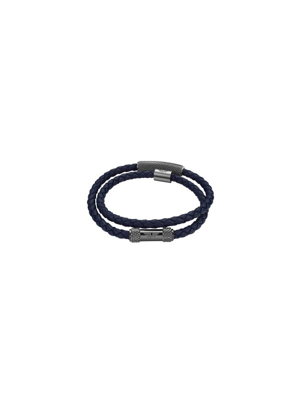 Police Urban Texture mušku narukvicu - modni detalj od teget duple kože sa detaljem u gunmetal boji i dužine 17cm, poručite u Timer.co.rs online shop-u.