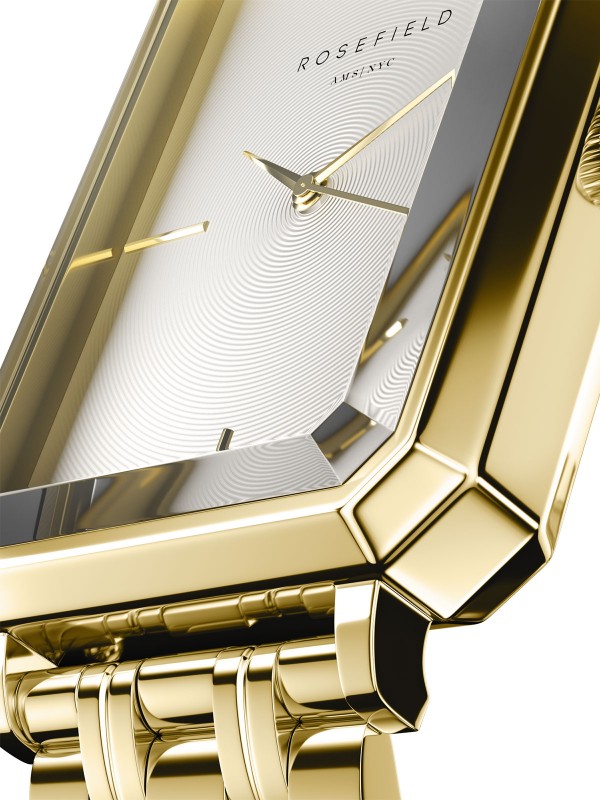 Elegantni Rosefield The Octagon ženski ručni sat - modni detalj klasičnog dizajna u boji žutog zlata, lako poručite putem S&L Jokić online prodavnice.