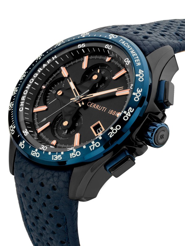 Cerruti 1881 muški sat Ruscello Automatic kolekcije - model sa teget kožnom narukvicom i detaljima u boji zlata, poručite u Timer.co.rs online prodavnici.