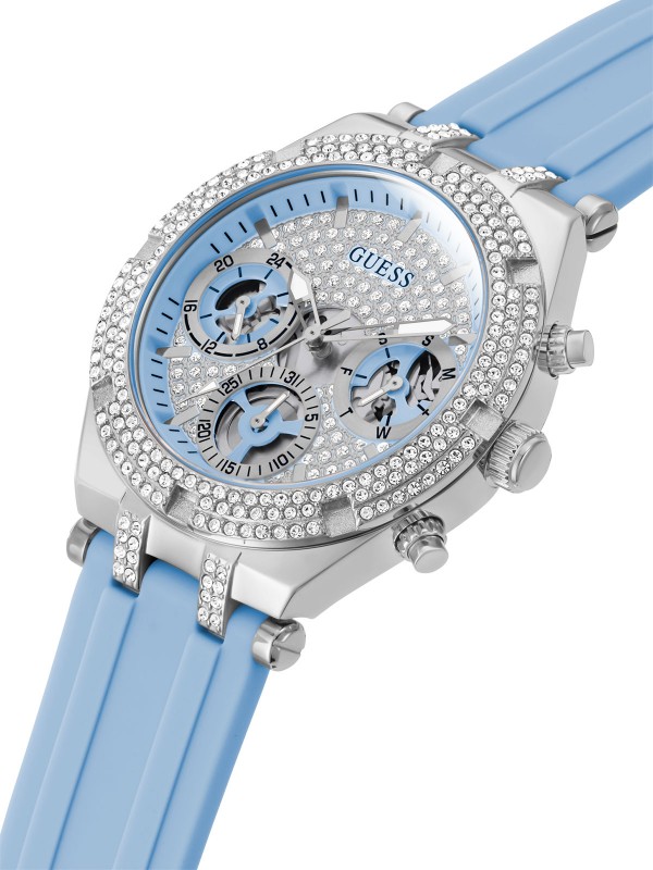 Suptilna elegancija u boji. GUESS ŽENSKI SAT HEIRESS GW0407L1 - Prečnik 38mm, srebrni glitz brojčanik. Poručite online!