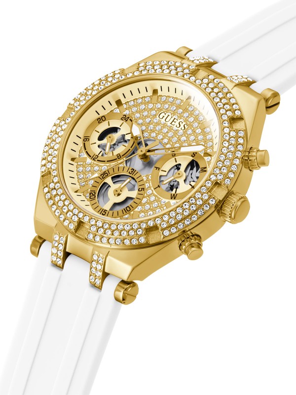 Ekskluzivni zlatni sat sa šampanj glitz brojčanikom. GUESS ŽENSKI SAT HEIRESS GW0407L2 - Prečnik 38mm. Kupite online!