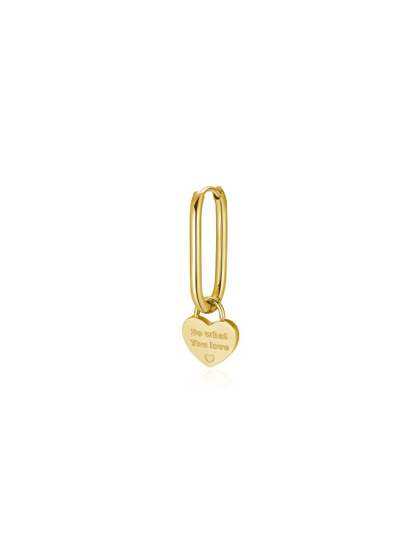 Brosway Chakra single (jednu) minđušu pravougaonog oblika sa priveskom u obliku srca - model u boji žutog zlata, poručite u Timer.co.rs online shop-u.