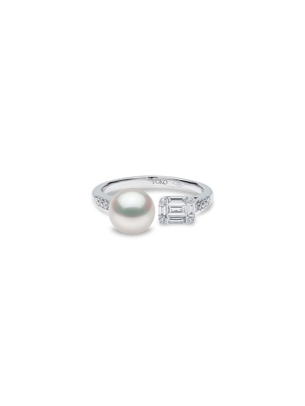 Yoko London prsten sa japanskim Akoya biserima biserima i dijamantima (0,29ct) u belom zlatu od 18ct, poručite putem Timer.co.rs online shop-a.
