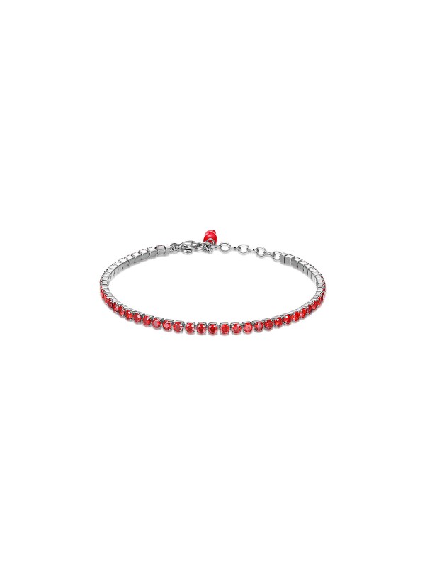 Brosway Desideri narukvicu u boji srebra - model sa cirkonima i priveskom u obliku srećnog roga od crvenog emajla, poručite u S&L Jokić online shop-u.