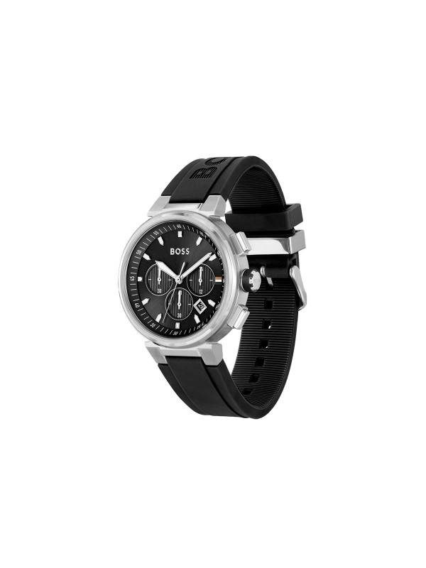 Boss One muški ručni sat - model elegantnog dizajna u crnoj boji sa kućištem u boji srebra, lako poručite putem Timer.co.rs online prodavnice.