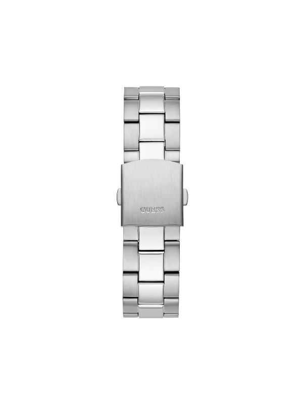 Guess Axle ručni sat - model od nerđajućeg čelika u boji srebra sa plavim top ring-om i crnim brojčanikom,  lako poručite putem Timer.co.rs online shop-a.