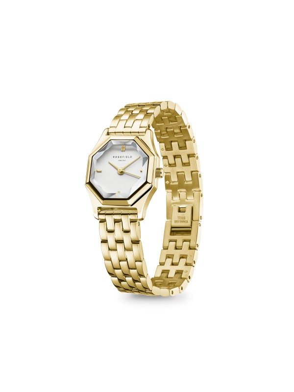 Rosefield Gemme ženski ručni sat - model u boji žutog zlata sa osmougaonim kućištem, lako poručite putem Timer.co.rs online shop-a na kućnu adresu.