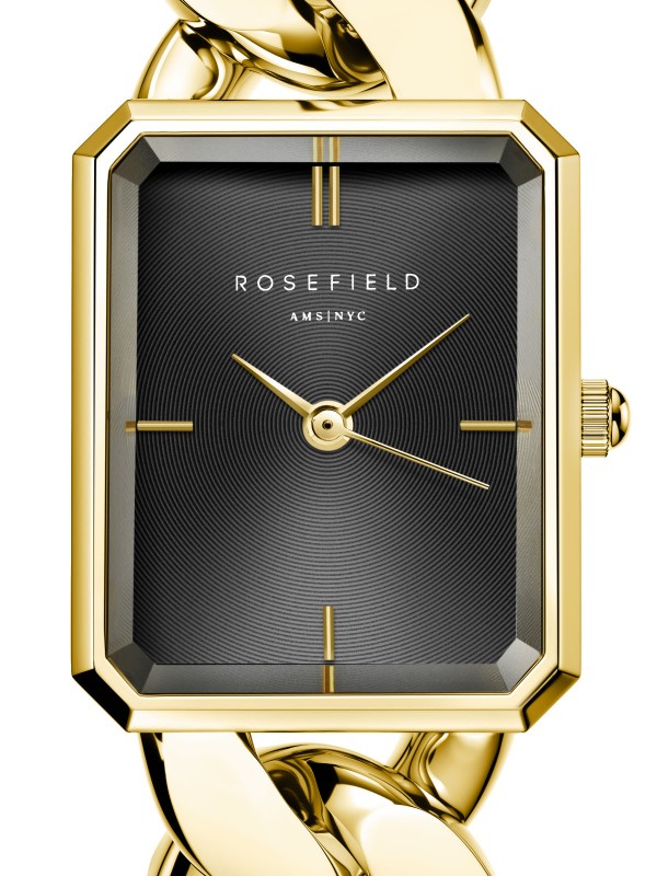 Rosefield Octagon XS Studio Black Gold ženski ručni sat - model u boji žutog zlata sa crnim brojčanikom, lako poručite putem S&L Jokić online shop-a.