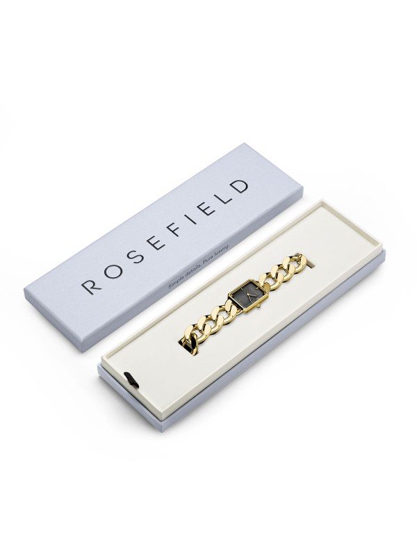 Rosefield Octagon XS Studio Black Gold ženski ručni sat - model u boji žutog zlata sa crnim brojčanikom, lako poručite putem S&L Jokić online shop-a.
