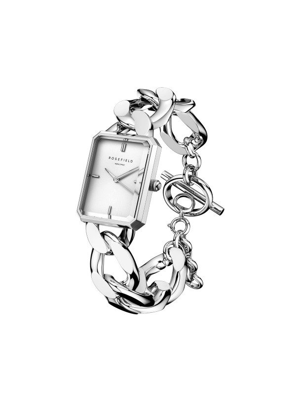 Rosefield Octagon XS Studio Silver ženski ručni sat - model u boji srebra i sa belim brojčanikom, lako poručite putem Timer.co.rs online shop-a.
