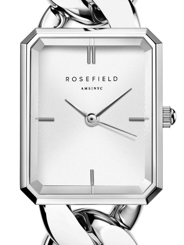 Rosefield Octagon XS Studio Silver ženski ručni sat - model u boji srebra i sa belim brojčanikom, lako poručite putem Timer.co.rs online shop-a.