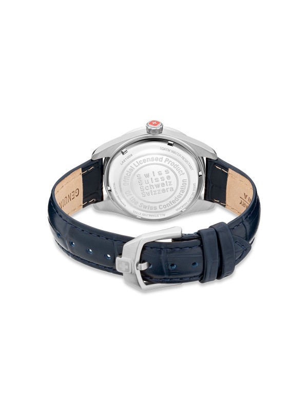 Swiss Military Hanowa Mountain Crystal ženski sat - model sa efektnim teget kožnim kaišem sa kroko printom, poručite putem Timer.co.rs online shop-a.