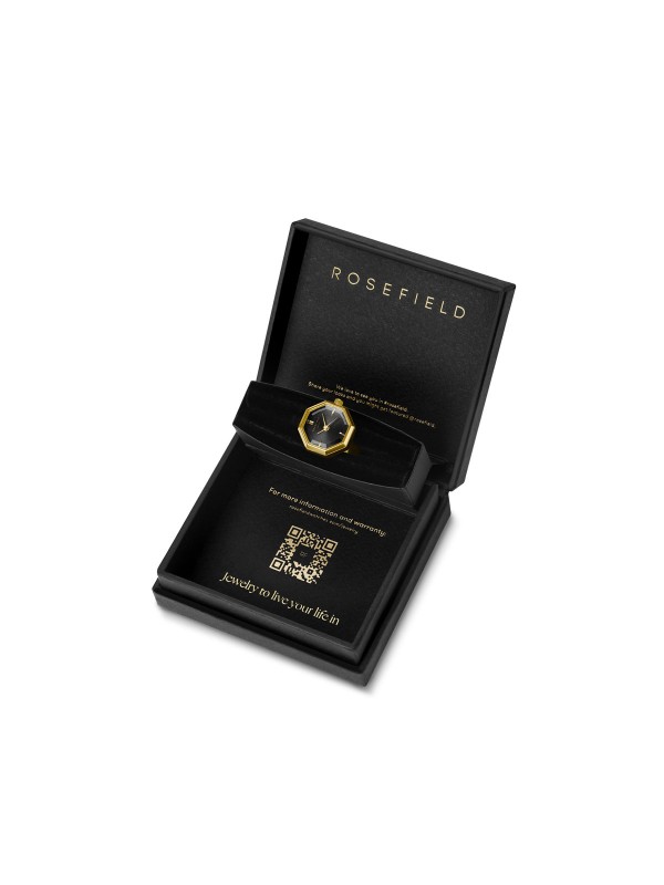 Rosefield sat u vidu prstena u boji žutog zlata - model sa elegantnim crnim brojčanikom, brzo i lako poručite putem Timer.co.rs online prodavnice.