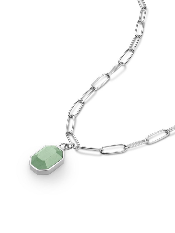 Dodajte boju i eleganciju uz ogrlicu Geometric Gemstone. Zeleni aventurin i srebro za stilizovan izgled.