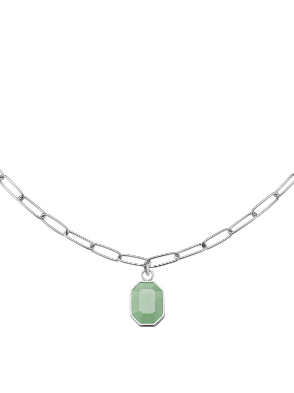Dodajte boju i eleganciju uz ogrlicu Geometric Gemstone. Zeleni aventurin i srebro za stilizovan izgled.