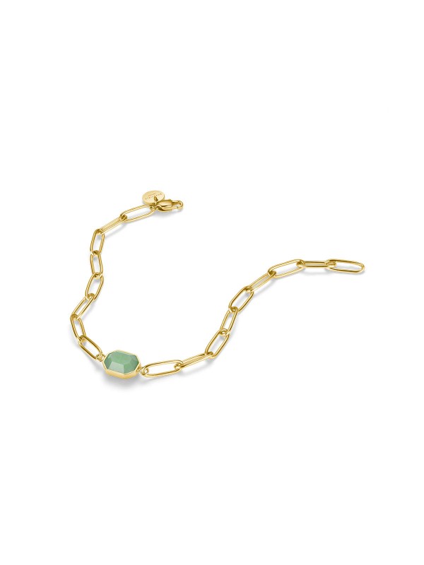 Dodajte eleganciju uz narukvicu Geometric Gemstone sa zelenim aventurinom i žutim zlatom. Stilizujte svoj izgled sa sofisticiranim komadom nakita.