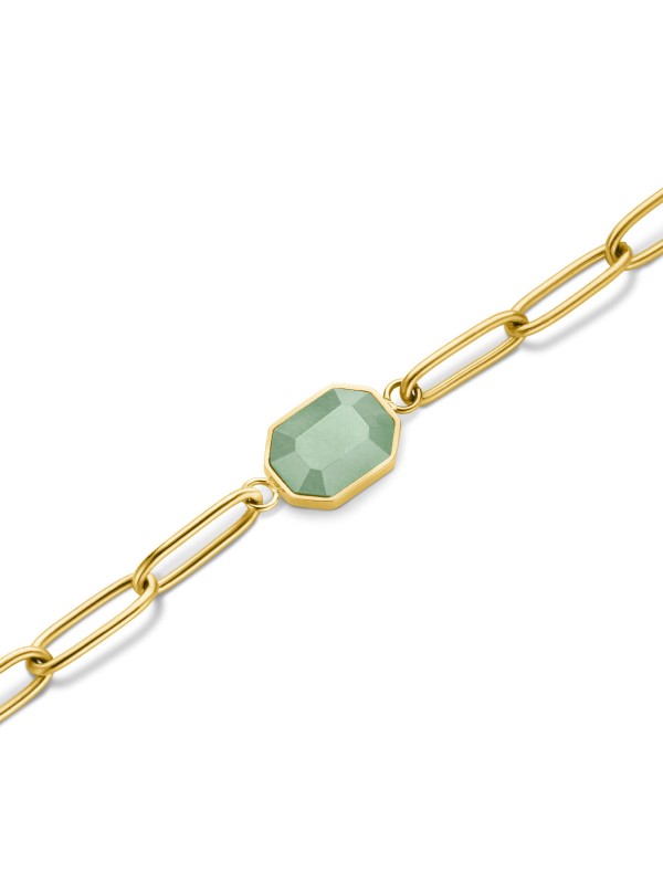 Dodajte eleganciju uz narukvicu Geometric Gemstone sa zelenim aventurinom i žutim zlatom. Stilizujte svoj izgled sa sofisticiranim komadom nakita.