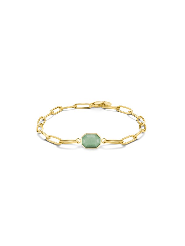 Dodajte eleganciju uz narukvicu Geometric Gemstone sa zelenim aventurinom i žutim zlatom. Stilizujte svoj izgled sa sofisticiranim komadom nakita.