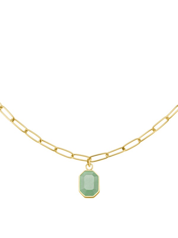 Oplemenite svoj izgled sa ogrlicom Geometric Gemstone. Predivni zeleni aventurin u kombinaciji sa žutim zlatom za stil i eleganciju.
