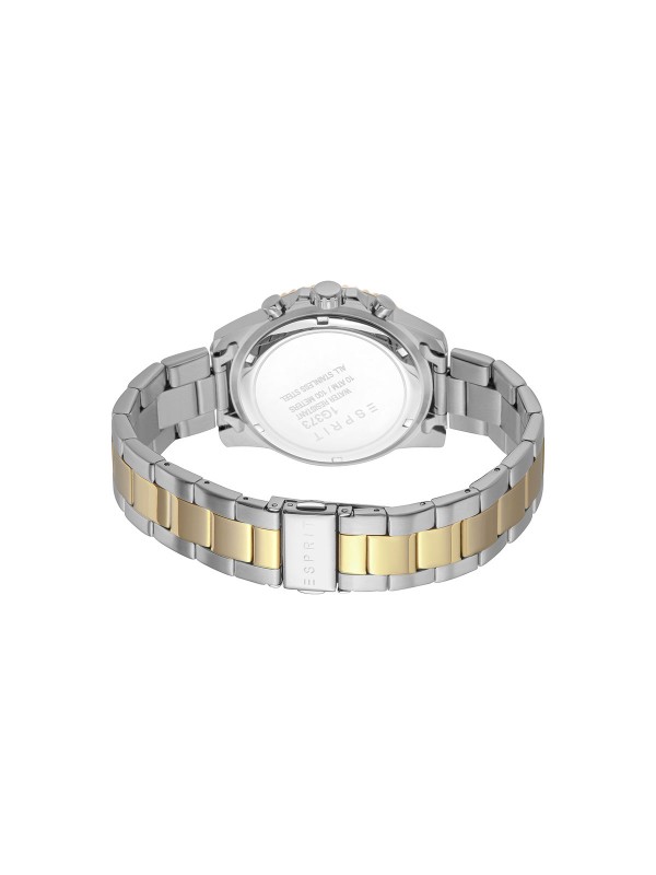 Esprit muški ručni sat od nerđajućeg čelika u boji srebra i žutog zlata - model sa efektnim crnim brojčanikom, poručite putem Timer.co.rs online shop-a.