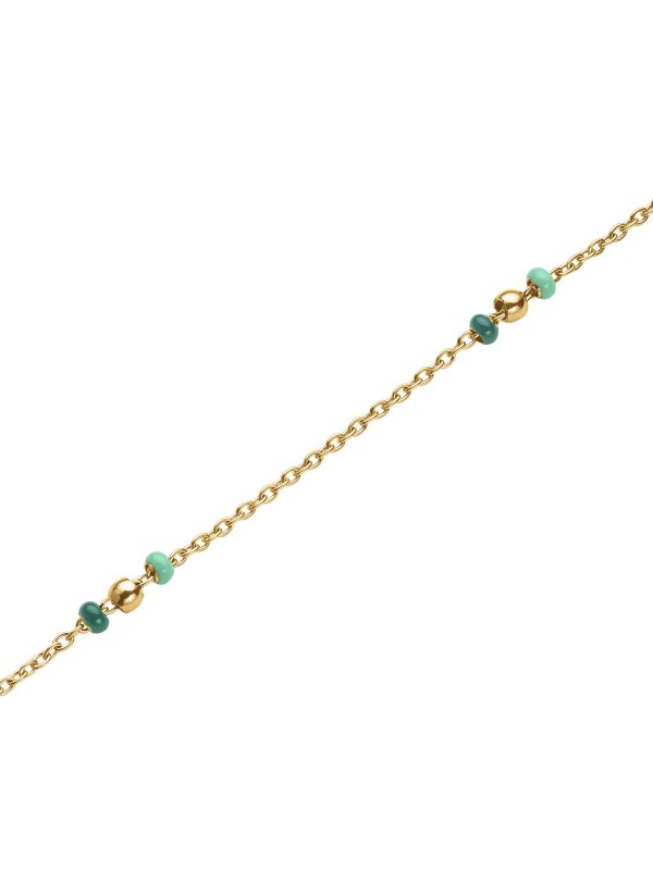 Ukrasite vaš izgled uz ovu ogrilicu - ROSEFIELD EMERALD DOTTED NECKLACE - Podesvia dužina ✔️ Žuto zlato ✔️ Nerđajući čelik ✔️ - Poručite online !