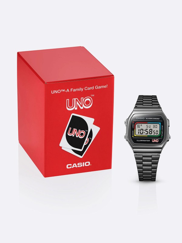 Jedinstveni Casio Vintage sat u saradnji sa UNO™ igrom! Oživite nostalgiju uz elegantan dizajn i specijalno pakovanje od recikliranih materijala.