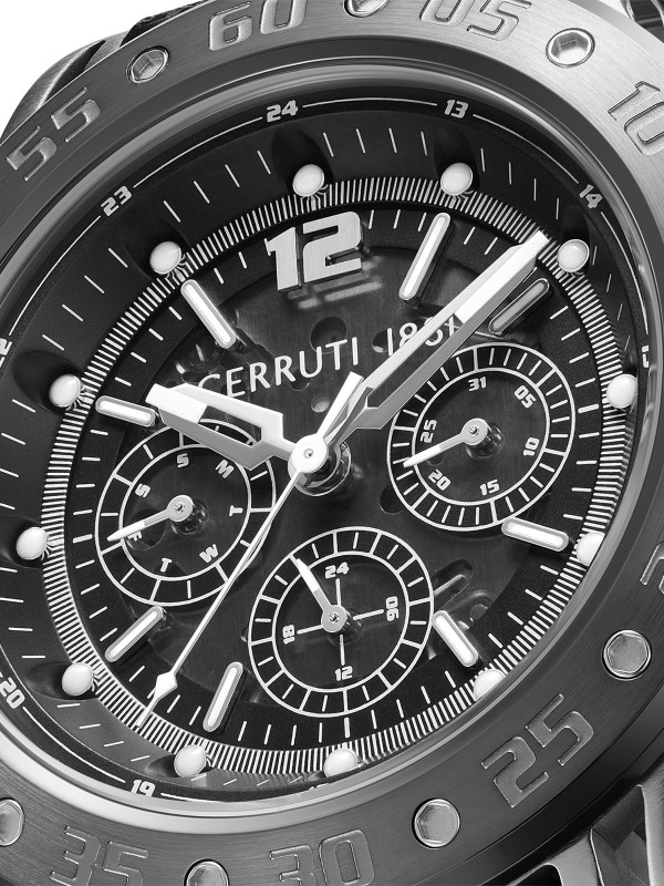 Elegantni CERRUTI 1881 Velletri muški sportski sat od nerđajućeg čelika sa multifunkcionalnim kvarcnim mehanizmom i robusnim dizajnom.