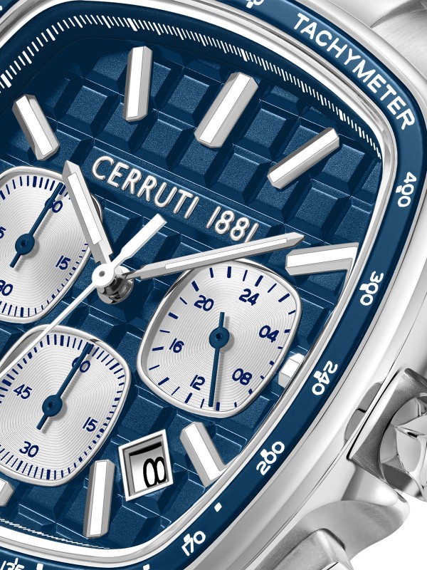 Elegantni Cerruti 1881 muški sat s teget brojčanikom i srebrnim kućištem, savršen spoj stila i funkcionalnosti.