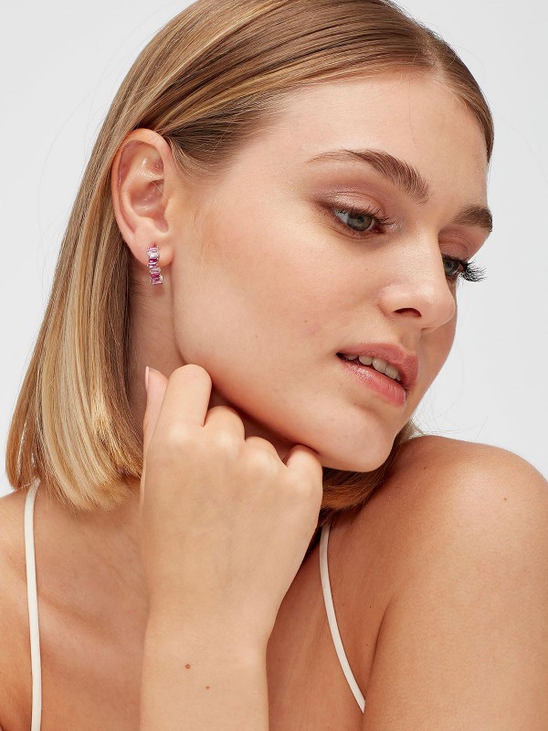 Sinonim za stil i kvalitet - BROSWAY FANCY VIBRANT PINK - Veličina 18mm ✔️Srebro 925 ✔️Roze baget cirkoni ✔️- Poručite online!