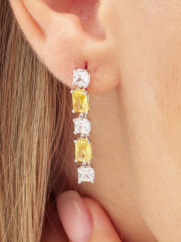 Kombinacija stila i vrhunske izrade - BROSWAY FANCY ENERGY YELLOW - Dužina 3cm ✔️Viseća minđuša ✔️Srebro 925 ✔️- Poručite online!