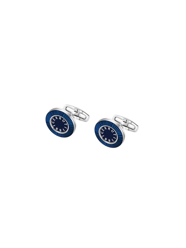 Dugmat za manžetne u teget boji - CERRUTI 1881 SOLANIA - Logotip ✔️Boja srebra ✔️Visoki kvalitet ✔️- Poručite online!