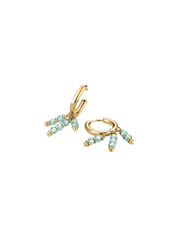Izrazite svoj jedinstveni stil - ROSEFIELD BLUE HANGING BEADS HOOPS - Plavi kristali ✔️Male alke ✔️Kvalitet ✔️- Poručite online!