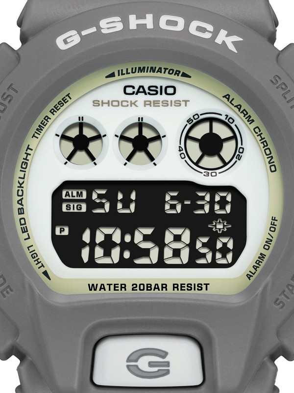 Otkrijte G-SHOCK DW-6900HD-8ER, muški sat sa osvetljenim brojčanikom. Savršen za one koji cene stil i funkcionalnost u mraku.