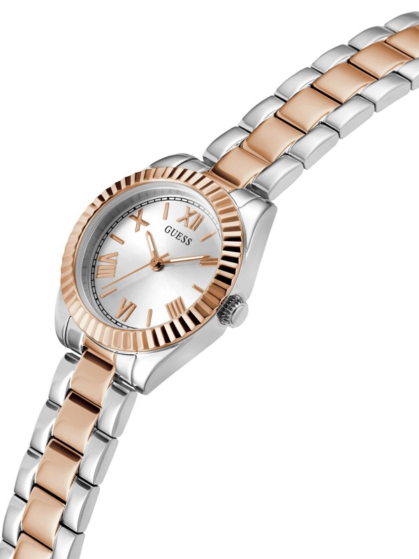 Elegantan Guess ženski sat "Mini Luna" GW0687L3, srebrno-roze zlato, 30mm, kvarcni, vodootporan do 30m. Idealna elegancija za svaki dan.