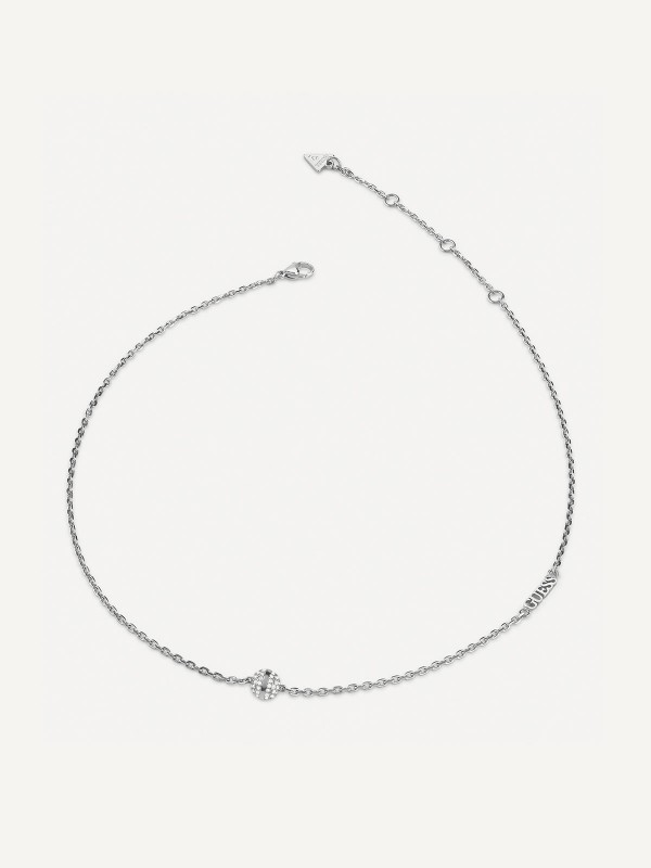 Guess srebrna ogrlica od nerđajućeg čelika s cirkon kuglicom, podesiva dužina 40-45cm.