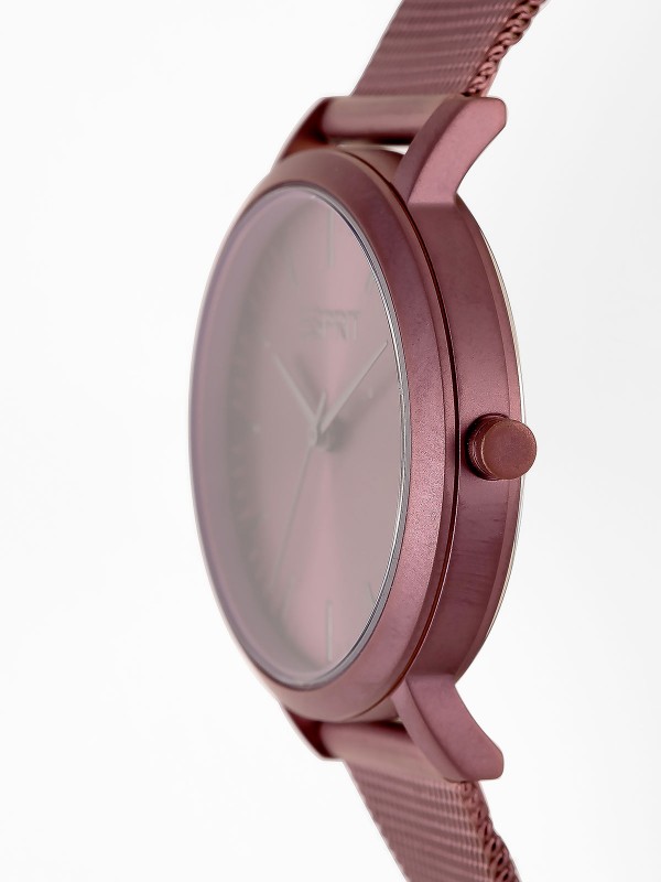 Elegantni Esprit ženski sat u metalik ljubičastoj boji, sa kućištem od nerđajućeg čelika i kvarcnim mehanizmom.