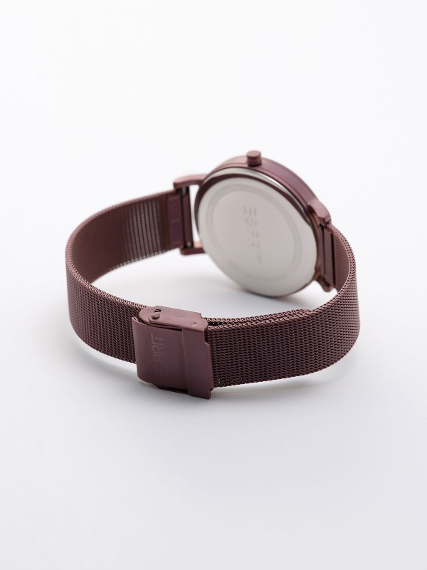 Elegantni Esprit ženski sat u metalik ljubičastoj boji, sa kućištem od nerđajućeg čelika i kvarcnim mehanizmom.