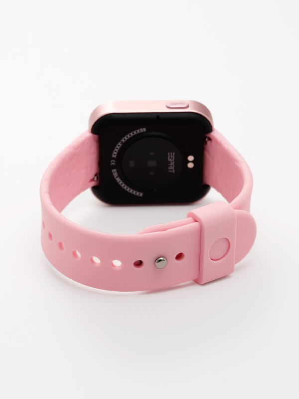 Moderan Esprit pametni sat sa roze silikonskom narukvicom, AMOLED displejom i naprednim funkcijama za aktivan stil života.