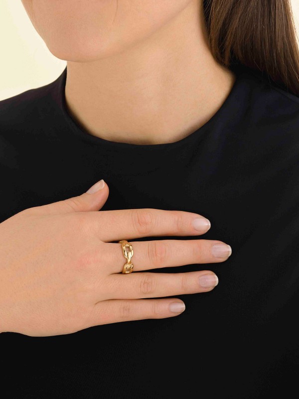 Rosefield LINKED RING GOLD prsten od nerđajućeg čelika u boji žutog zlata, veličina 54. Savršen dodatak za svaki stil.