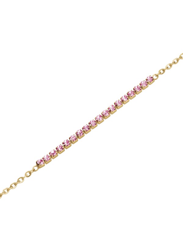 Elegantna Rosefield TENNIS narukvica od čelika sa roze cirkonima, savršena za svaki stil. Podesiva dužina 16,5-19,5cm.