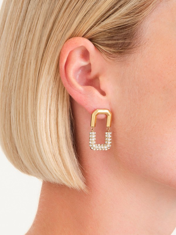 Rosefield ženske minđuše Half Studs Gold: elegantan dizajn od nerđajućeg čelika sa cirkonima za savršen stil svaki dan.