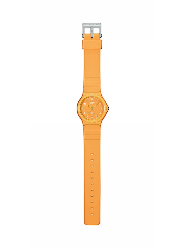 Ekološki odgovoran Casio MQ-24B-9BEF unisex sat sa žutim kućištem i narukvicom. Minimalistički dizajn, vodootporan, idealan za svakodnevnu upotrebu.